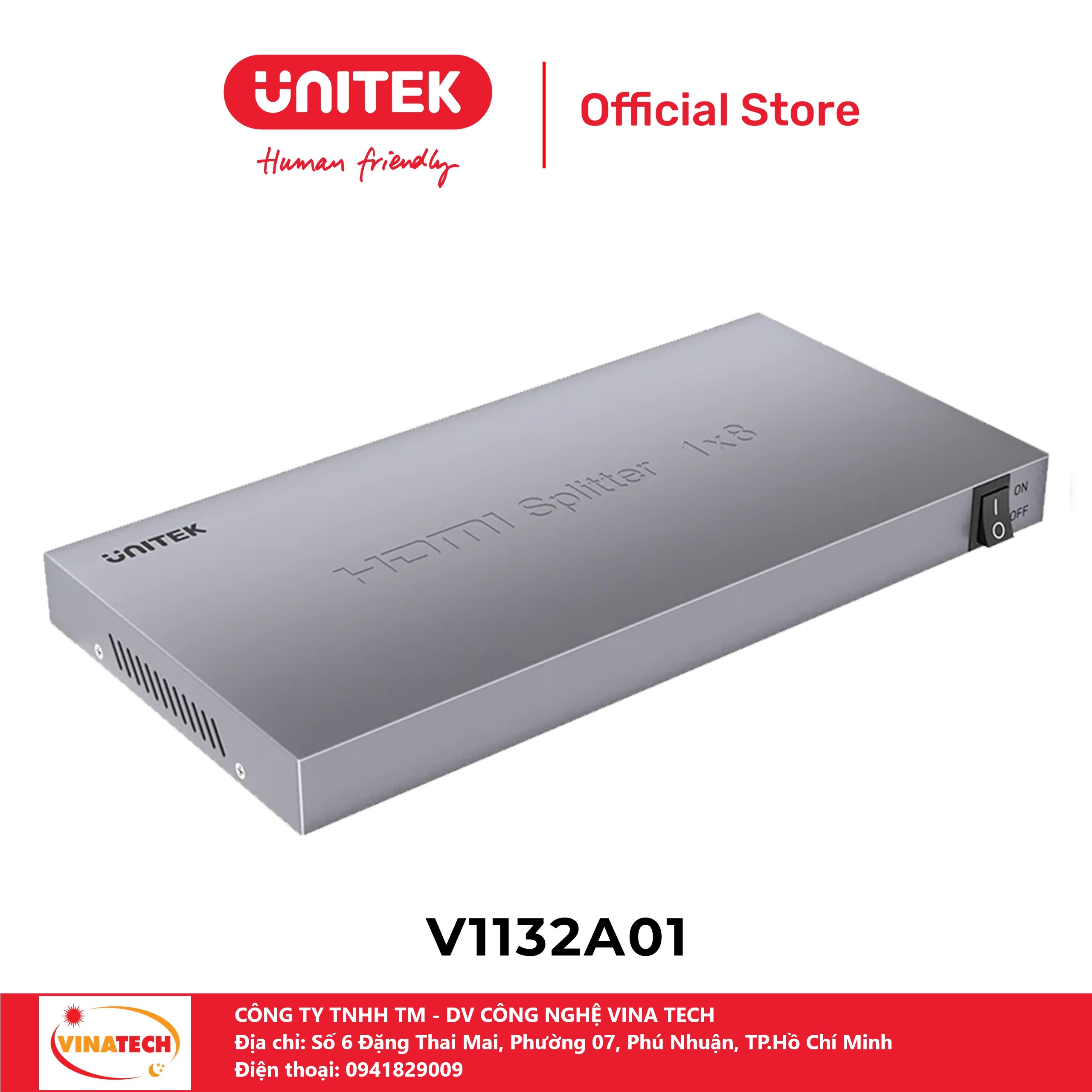 Bộ Chia HDMI 4K@30Hz 1 vào 8 ra UNITEK V1132A01-EU